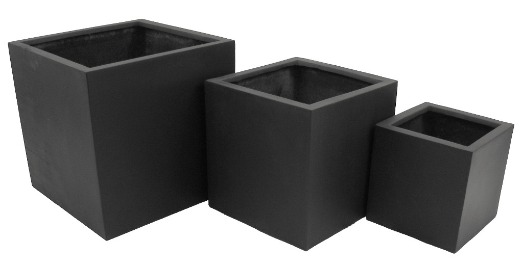 Cache-pot Cube Polystone noir